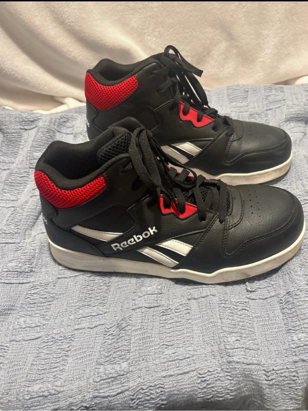 Reebok Black and Red Men's Athletic High-Top Sneakers Safety Shoes Composite Toe